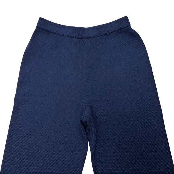 St John Collection Blue Santana Knit Pants Size 6 Wool Blend Pull On Ankle Crop - Picture 8 of 15
